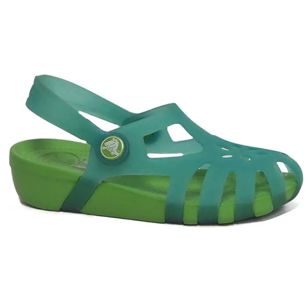 Crocs Green Laser Cut Round Toe Slingback Sandals Kids 12